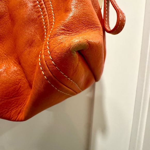 Aqua Maddonna Orange Leather handbag w/leopard lining. In excellent condition. - Picture 5 of 6
